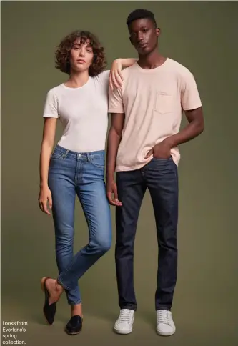  ??  ?? Looks from Everlane’s spring collection.