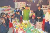  ??  ?? ▪ Tiny-tots of St Joseph’s Playway, Rajajipura­m, recently displayed their talent through an art &amp; craft exhibition, ‘Kabad Se Jugad’, in which waste materials were utilised. Items like toy bicycles and showpieces were created from plastic and paper.