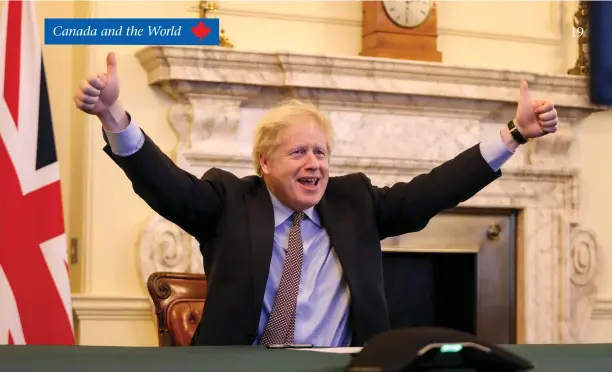  ?? Pippa Fowles, No 10 Downing Street photo ?? It’s a deal! British Prime Minister Boris Johnson is exultant at 10 Downing Street after a call with European Commission President Ursula von der Leyer last December 24, announcing the Brexit agreement for the UK to leave the EU.