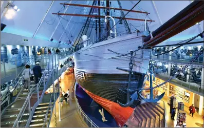  ?? ?? Visitors to Oslo’s Fram Museum can explore the Fram, the vessel that took Norwegian explorer Roald Amundsen to Antarctica, where in 1911 he and his team were the first people to reach the South Pole.
(Rick Steves)