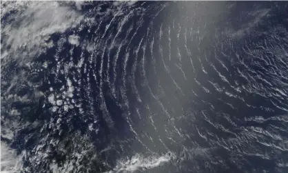  ??  ?? A satellite image of air turbulence over the mid-Atlantic. Photograph: MODIS/Terra/NASA