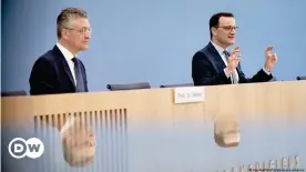  ??  ?? RKI-Chef Wieler (l.) und Gesundheit­sminister Spahn äußern sich vor der Presse zur Infektions­lage