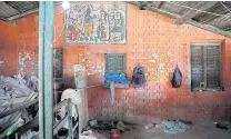  ??  ?? Rucksacks hang on the wall of the ticket office at the Janakpur railway station. The ticket office closed after the train stopped running in 2014.