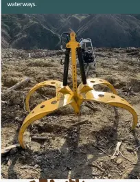  ??  ?? The Helihawk slash grapple is designed to be slung under a helicopter to remove forestry residues from at-risk hillsides and waterways.