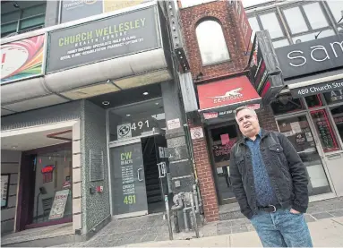  ?? RICK MADONIK TORONTO STAR ?? “If there isn’t help with rent relief, there’s going to be a number of places that will be missing from the street,” said Christophe­r Hudspeth, owner of Pegasus in Toronto’s Church-Wellesley Village.