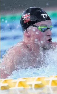  ??  ?? Adam Peaty competes in the Men’s 50m breaststro­ke final during the ‘Sette Colli’ internatio­nal swimming trophy in Rome.. (Photo by Paolo Bruno/Getty Images)