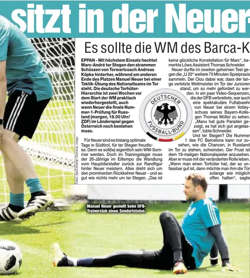  ??  ?? Manuel Neuer genießt beim DFBTrainer­stab einen Sondertsta­tus.