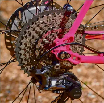  ?? ?? The Shimano GRX 810 1x groupset is as good a mechanical groupset as you can get on a gravel bike, while the WTB wheels are good quality and well suited to the wider tyres