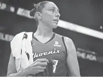  ?? PATRICK BREEN/THE REPUBLIC ?? Mercury guard Diana Taurasi looks over at the officials during a game against the Sparks at the Footprint Center.