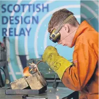  ??  ?? Clockwise from top: Rosebank Primary School and Our Lady’s RC Primary School pupils help out making bonnets; the Scottish Design Relay at the Michelin Training Centre, Dundee; and Joyce Hannah Cuthbert tells of her “funusual” experience in the V&A...