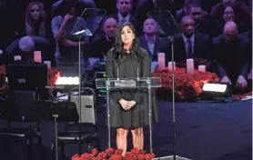  ?? GETTY IMAGES ?? Vanessa Bryant speaks during The Celebratio­n of Life for Kobe & Gianna Bryant on Monday at the Staples Center.