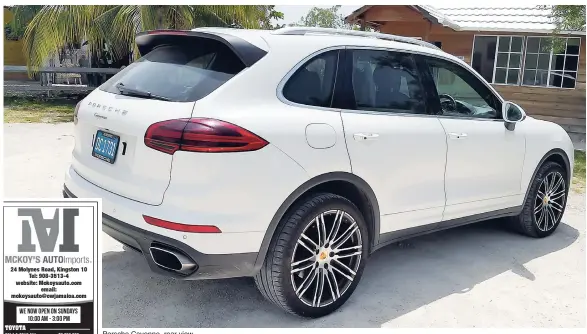  ??  ?? Porsche Cayenne, rear view.