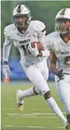  ?? STAFF FILE PHOTO ?? Bradley Central wide receiver Tray Curry, with ball, scored 18 touchdowns and totaled more than 1,200 offensive yards as a junior last season. Curry announced his commitment to Virginia Tech on Tuesday.