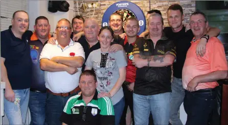  ??  ?? John Brock, John O’Hara, Robbie Kelly, Din Keogh, Stephen Byrne, Gemma Kerons, David O’Neill, Gordon Moules, William O’Toole, Niall O’Leary, Dennis Kenna, Nicky Kenna and pro darts player Dimitri Van den Bergh.