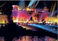  ??  ?? Sound and light show at the illuminate­d Kashi Ghats, during Prime Minister Narendra Modi’s visit on the occasion of ‘Dev Deepawali’