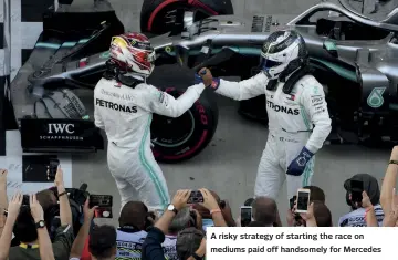  ??  ?? A risky strategy of starting the race on mediums paid off handsomely for Mercedes