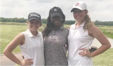  ?? (Submitted photo) ?? Starkville High School girls golfers KB Hobart, from left, Tatiana Burgess and Paige Lemm compete at the Class III State meet the next two days.