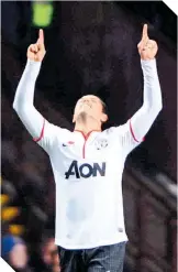  ?? ?? Hernández festeja una anotación el equipo del Manchester United. con