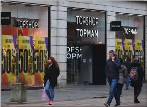  ??  ?? Stores such as the Dorothy Perkins Burton shops are at risk as adminstrat­ors are set to called in, and the Topshop Topman store in Argyle Street, Glasgow, could also be affected