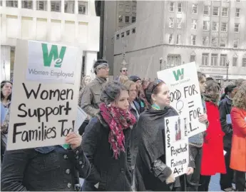  ?? PROVIDED ?? Supporters gather in Daley Plaza during an Equal Pay Day rally, hosted by the Equal Pay Chicago Coalition.