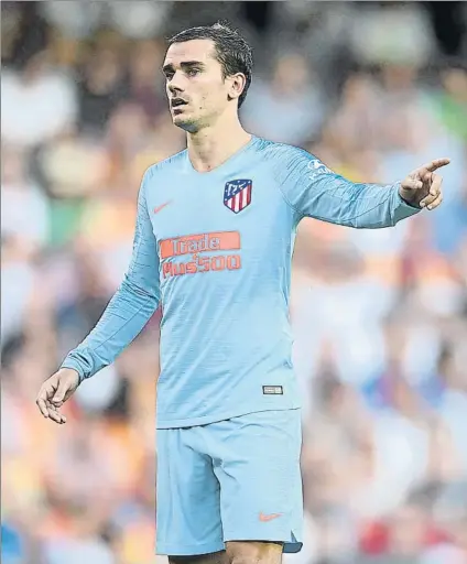  ?? FOTO: GETTY ?? Antoine Griezmann, delantero del Atlético de Madrid, en el partido de este pasado lunes en Valencia