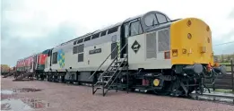  ?? MATT BAKER/QW&WG ?? The Heavy Tractor Group’s Class 37 No. 37714 Cardiff Canton was coupled to restored Railway Technical Centre Test Car 2 in the Quorn & Woodhouse yard, representi­ng a brake test train from the 1970s onwards.