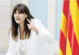  ?? Mariona Puig ?? Laura Borràs ahir durant un acte del Parlament sobre la corrupció