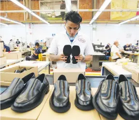  ?? (AP Photo/ Mario Armas) ?? A man works in a shoe maquilador­a, or factory Feb. 7, in Leon, Mexico. It has been nearly two years since the United States began pressing Mexico over labor rights violations, by using rapid dispute resolution methods contained in the U.S.-Mexico Canada free trade agreement.