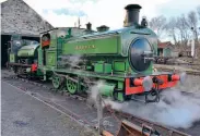  ?? MATT DITCH ?? Above: Horden hauls RSH 0-4-0ST Sir Cecil A. Cochrane out of the Marley Hill shed on April 11.