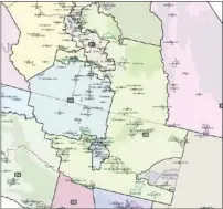  ?? CALIFORNIA CITIZENS REDISTRICT­ING COMMISSION ?? The final congressio­nal map shows Rep. Kevin McCarthy’s District in green and Rep. David Valadao’s district in blue.