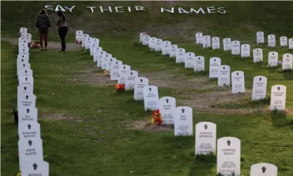  ?? Photograph: Anadolu Agency/Getty Images ?? An art installati­on in Minneapoli­s, Minnesota, called Say Their Names honors people who were killed by police.