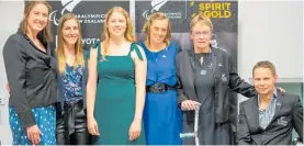  ?? Photo / Philipp Do¨ hrn ?? Paralympia­ns Anna Taylor (left), Nicole Murray, Danielle Aitchison, Sarah Ellington, Eltje Malzbender and Robert Hewitt were recognised with their official number in Waipa¯ ceremony at the Sir Don Rowlands Centre in Kara¯ piro.