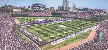  ??  ?? An artist’s rendering of howWrigley Field will look for Northweste­rn’s game againstWis­consin in 2020.