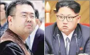  ?? AP ?? South Korea has accused North Korean leader Kim Jong-un (right) of ordering the killing of Kim Jong-nam.
