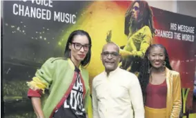  ?? ?? Romae Gordon (left), Pulse’s managing director, fashion & lifestyle; Dave Dixon, senior vice-president, sales & service at Barita Investment­s; and Safia Cooper, Pulse’s managing director, property and leisure, check out the Marley biopic.