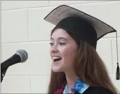  ??  ?? Flower Girl! Aby O’Regan performing ‘On My Parade’ during the awards ceremony last Monday.