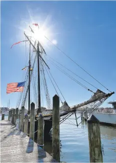  ?? JEFFREY F. BILL/CAPITAL GAZETTE PHOTOS ?? The tall ship Lynx, captained by Casey Laaro, top, is docked at City Dock through October and open for deck toursWedne­sdays through Saturdays.