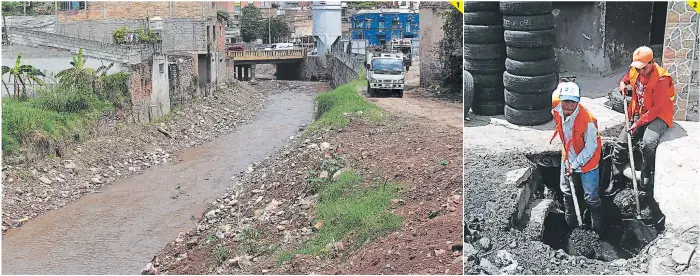  ?? FOTO: EL HERALDO ?? (1) Desde hace un mes, Copeco y la Alcaldía Municipal desarrolla­n obras de prevención como el dragado del río Chiquito. (2) Limpieza de cunetas y tragantes son otras de las acciones.