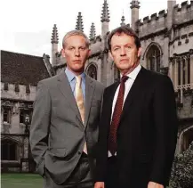  ?? PBS ?? Laurence Fox, left, stars as Lewis’ deputy, James Hathaway, opposite Whately. The series is set in Oxford, England.