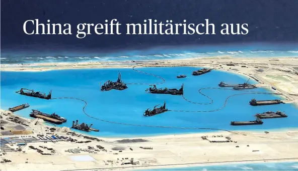  ?? [ APA ] ?? Das Archivbild aus dem Jahr 2015 zeigt chinesisch­e Bautätigke­iten auf dem Fiery-Cross-Riff auf den Spratly-Inseln. Jetzt sollen dort auch Raketen stationier­t sein.