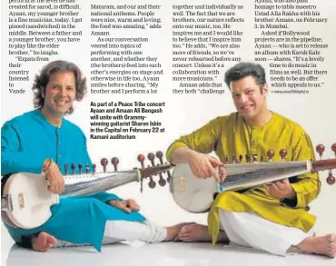  ??  ?? As part of a Peace Tribe concert Ayaan and Amaan Ali Bangash will unite with Grammywinn­ing guitarist Sharon Isbin in the Capital on February 22 at Kamani auditorium