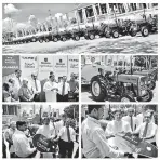  ??  ?? Home Affairs Minister Vajira Abeywarden­a hands over Browns Tafe tractors to the government officers and agents of the respective District Secretaria­l Offices in the drought affected areas