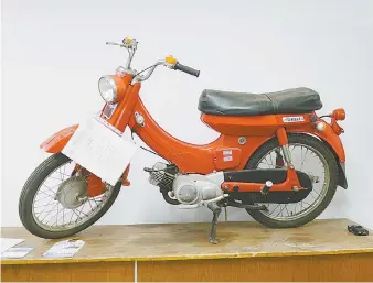  ??  ?? The first bike sold from Readfords is on display in the showroom. It was returned 20 years ago and restored.