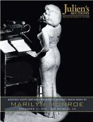  ??  ?? Happy Birthday, Mr. President: Im Mai 1962 sang Marilyn Monroe das wohl berühmtest­e Geburtstag­sständchen der Welt. 54 Jahre später kommt ihre Robe im Auktionsha­us Julien’s Auctions unter den Hammer
