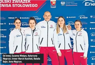  ?? ?? Od lewej: Zuzanna Wielgos, Katarzyna Węgrzyn, trener Marcin Kusiński, Natalia Bajor, Anna Węgrzyn.