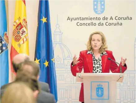  ?? Foto: E.P. ?? La vicepresid­enta primera, Nadia Calviño, ayer en A Coruña.