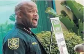  ?? JOE CAVARETTA/SOUTH FLORIDA SUN SENTINEL ?? Broward Sheriff Gregory Tony holds a news conference in August regarding the murder of transgende­r woman Bree Black.