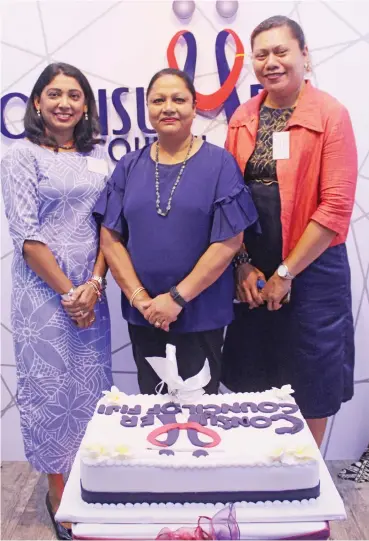  ?? Photo: Ronald Kumar ?? Consumer Council of Fiji chief executive officer Seema Shandil, Minister for Trade and Tourism and Local Government Premila Kumar with Consumer Council board member Elizabeth Algar on February 8, 2019.
