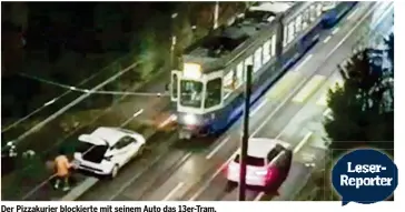  ??  ?? Der Pizzakurie­r blockierte mit seinem Auto das 13er-Tram.