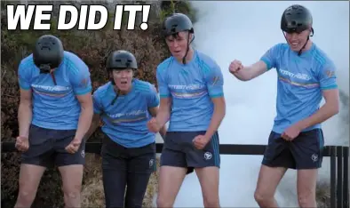  ??  ?? The Mahoney family from Glynn-Barntown celebrate the moment they won Ireland’s Fittest Family on RTE television on Sunday, coached by Wexford senior hurling manager Davy Fitzgerald.